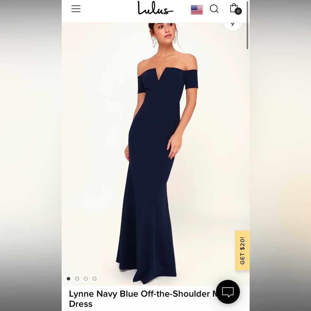 Lulus Lynne Navy Blue off the shoulder dress